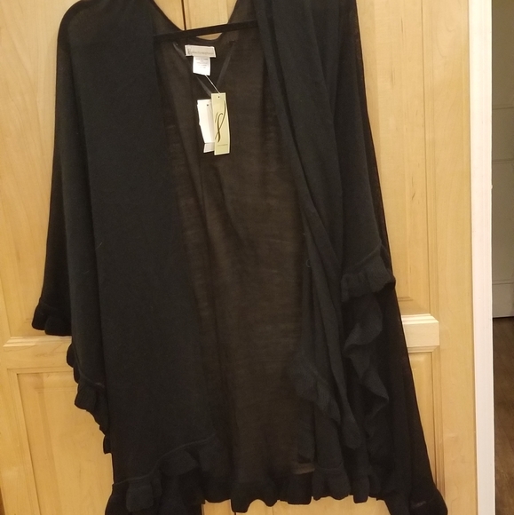 Collection XIIX Ruffle Shawl Wrap Black NWT O/S - Picture 3 of 8